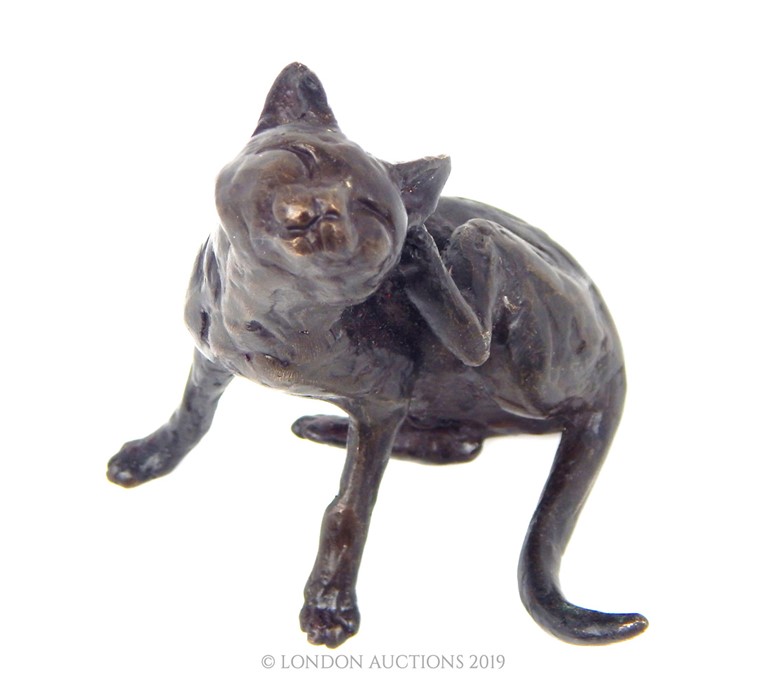 Bronze Cat Figurine By Paul Jenkins