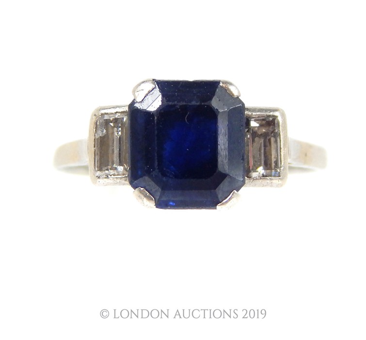 A Sapphire and Diamond Ring. - Image 2 of 3