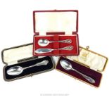 A cased Scottish sterling silver jam spoon and butter knife. Edinburgh 1961. A cased sterling silver