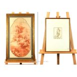 Two Master Drawings Using Red And Dark Ink Both Framed And No Signature Visible