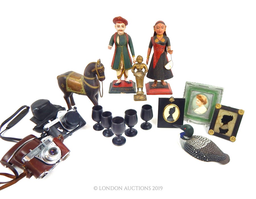 Large Lot Of Miniature Silhouettes, Cameras, Treen, Figures