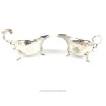 Two Sterling Silver Sauce Boats.