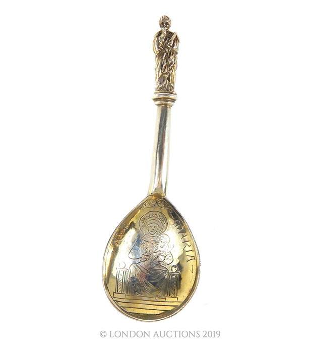 A Late Nineteenth Century German Sterling Silver Apostle Spoon.