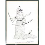 A Susan Herbert Ink On Paper Of A Cat Maid Marion