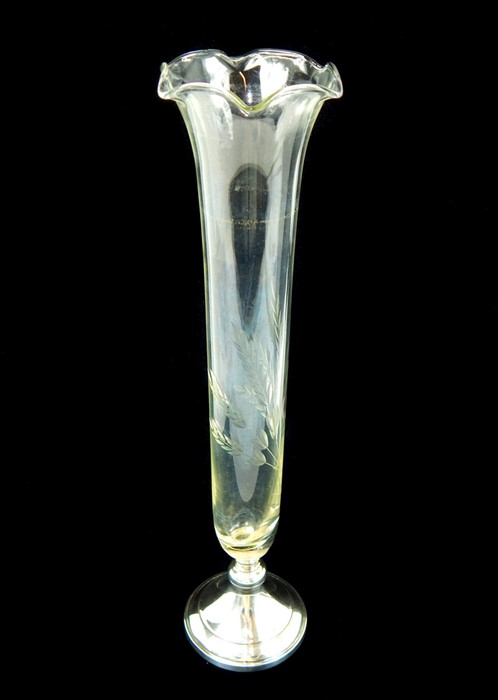 A Cut glass and Silver Coloured Metal Mounted Bud Vase.