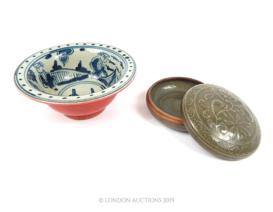 Chinese Bowl and Celadon Box. - Image 3 of 4