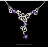 A Silver Belle Epoque Style Amethyst And Cubic Zirconia Necklace.