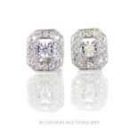 A Pair of 18 Carat White Gold Diamond Cluster Earrings.