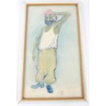 Watercolour of turbaned man and 17th century city gent