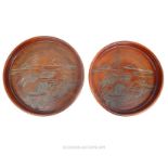 Two Japanese Carved Hardwood Dishes