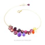 A 9 carat Gold Multi-gem Bracelet