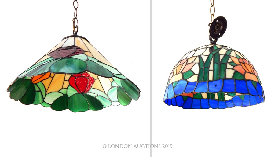 Two Tiffany Style Hanging Light Shades.