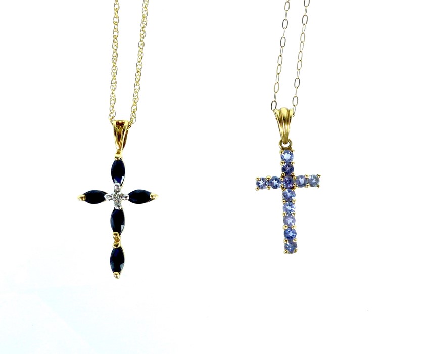 Two 9 Carat Gold Pendants and Chains.
