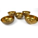 Five Arabic Inscribed Brass Bowls