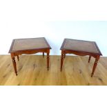 Two Leather Top Side Tables.