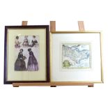 Pair Of Prints, One Depicting Victorian Ladies And The Other Of The Kent Coast.