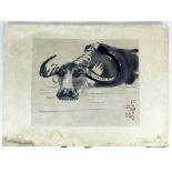 A Chinese Print of a Buffalo