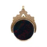 An Antique 9 Carat Blood stone and Cornelian Fob Pendant.