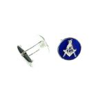 A Pair of Silver and Emerald Masonic Style Cufflinks.