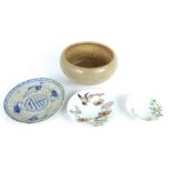 1800 Century Tri Leg Chinese Bowl and Various ceramics.