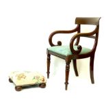 A Victorian Armchair Plus Footstool
