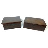 A Pair Of Georgian Walnut Boxes With Iron Locks.