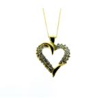 Yellow gold Heart shaped Diamond set pendant necklace.