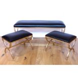 A Set of Three Leather Upholstered Benches.