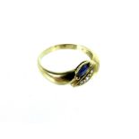 A 14 carat Gold Vintage Diamond and Sapphire Ring.