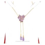 A 9 Carat Gold Amethyst Necklace.