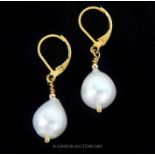 A Pair Of South Sea AAA+ Pearl Drop Earrings.