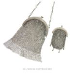 An Antique French Solid Silver (800) Mesh Purse c 1890 and An Art Nouveau Solis Silver Chainmail Pur