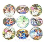 Nine Collectable Plates Of Various Makers Depicting Young Sisters.