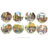 Eight Collectable Davenport Plates Depicting Scenes Of Street Vendors And Entertainers