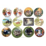 Twelve Collectable Plates By Various Makers Depicting Scenes Of Animals.