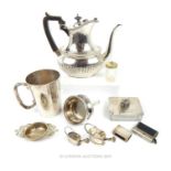 A Quantity Of Plated Silver To Include A Teapot, A Pint Mug Amongst Other Ephemera