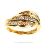 A 14 Carat Gold Diamond Ring.