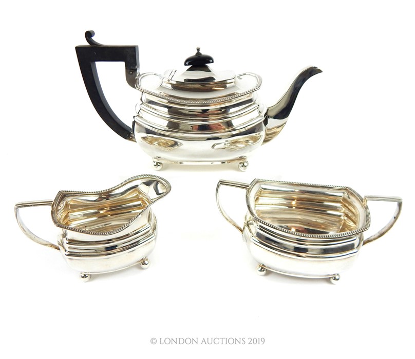 Three Piece Silver Tea Service.