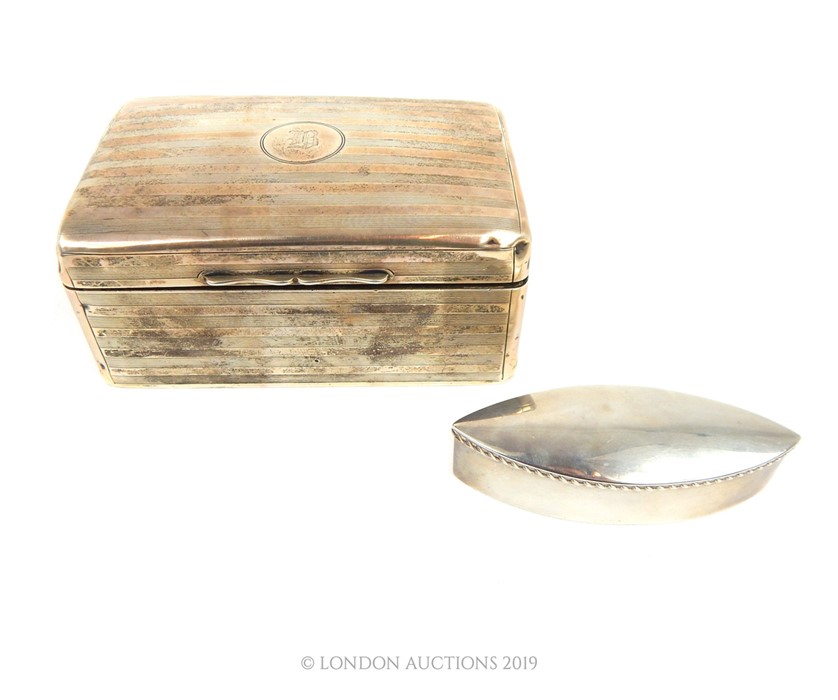 A Sterling Silver Cigarette Box With One Sterling Silver Pill Box Hallmarked 1899 And 1912