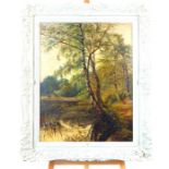 A Large Wooded Landscape Oil On Canvas