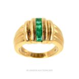 A 14 Carat Gold Art Deco Design Emerald Ring.