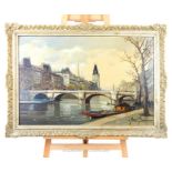 An Early 20th Century Oil On Canvas, Parisian Canal Scene,