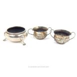 A Pair Of Extremely Delicate Sterling Silver Condiment Pots Hallmarked Birmingham 1884 And One Other