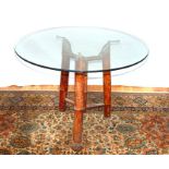 A Vintage Bamboo Legged Glass Top Table.