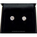 A Pair Of White Gold Diamond Stud Earrings.