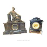 A Large Mantle Clock With A Bronze Statuette Depicting The Goddess Artemis