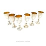 A Set Of Six Small Silver Goblets