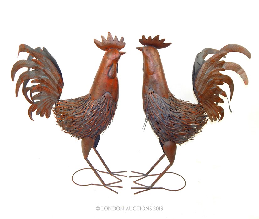 A Large Pair Of Blacksmithed Roosters.