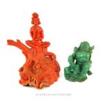 Two Oriental Coral Figures.