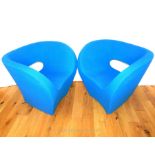 A Pair Of Italian Blue Chairs "Moroso".